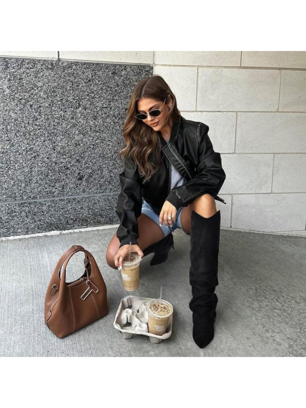 Women's Black Suede Fold Over Knee High Boots Pointed Toe Slouch Long Boots - Picture 2 of 6
